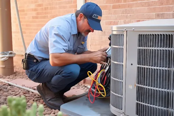 technician installing ac unit on installation day